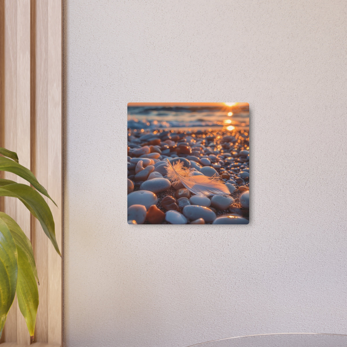 Tranquil Feather on Beach Stones