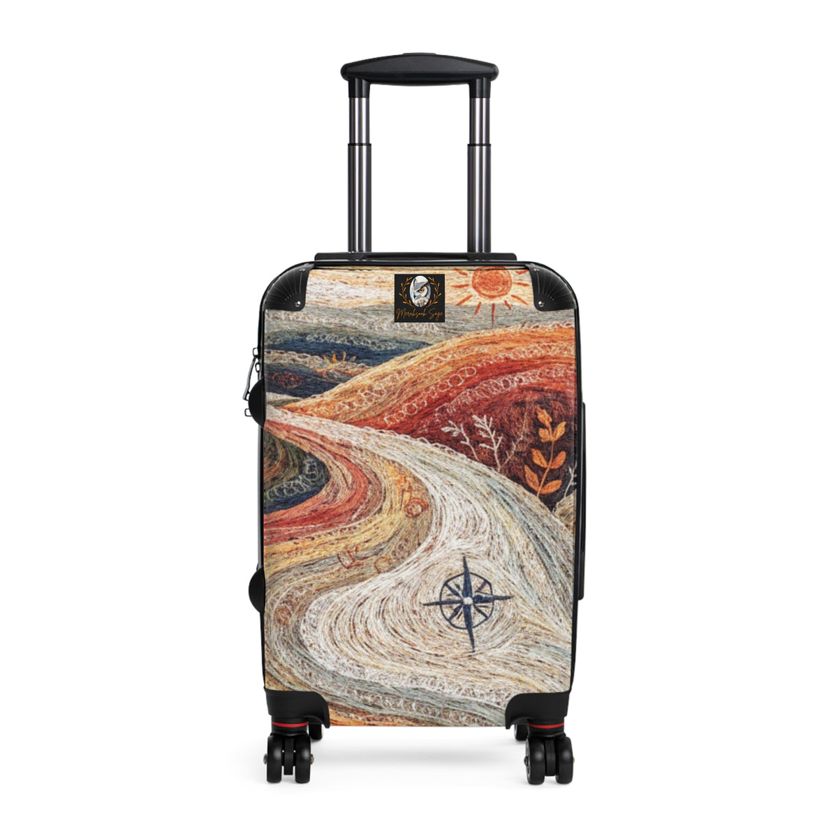 Stylized Compass Winding Path Suitcase