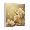 Soft Sepia Butterfly and Bloom Satin Canvas, Stretched