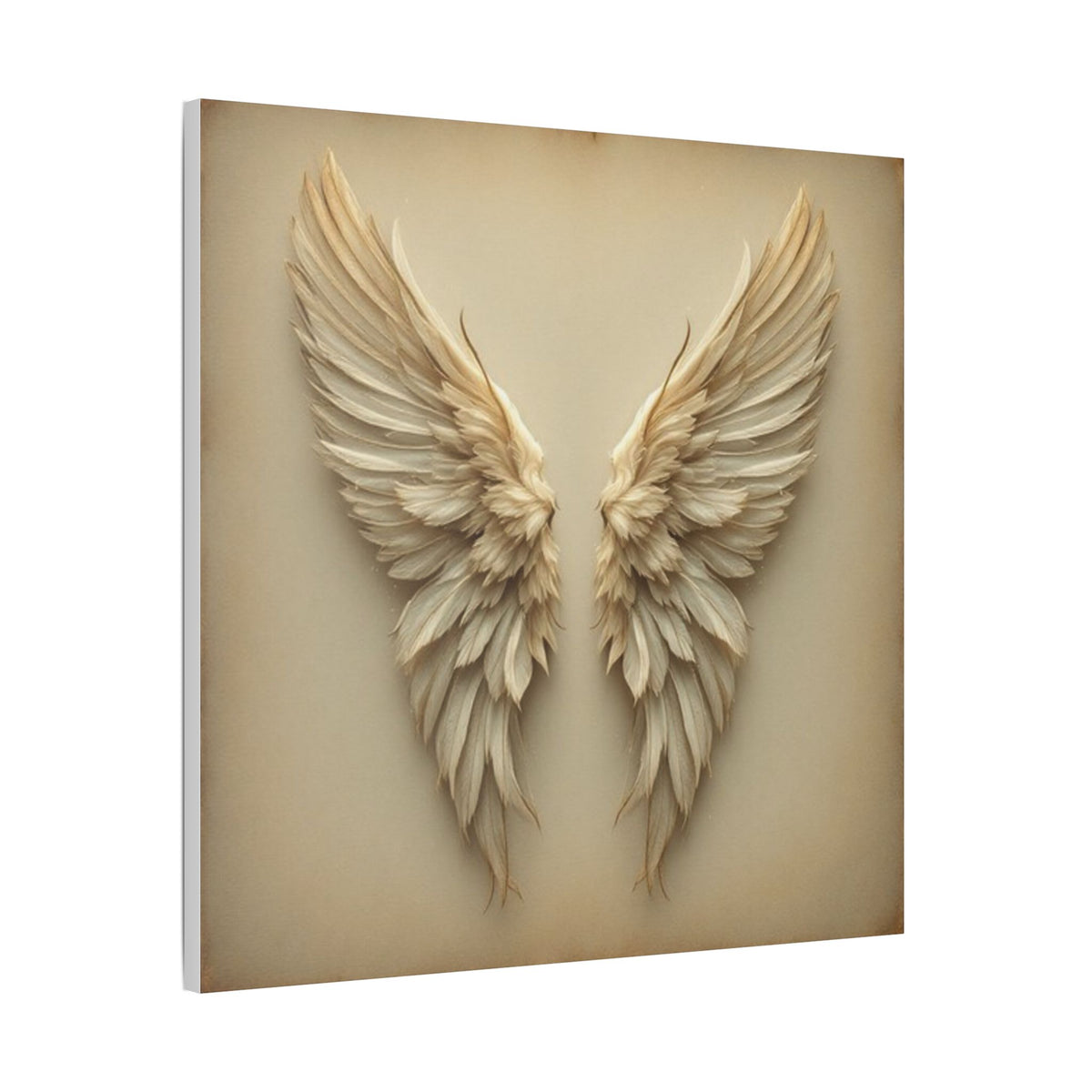 Soft Sepia Angel Wings Satin Canvas, Stretched