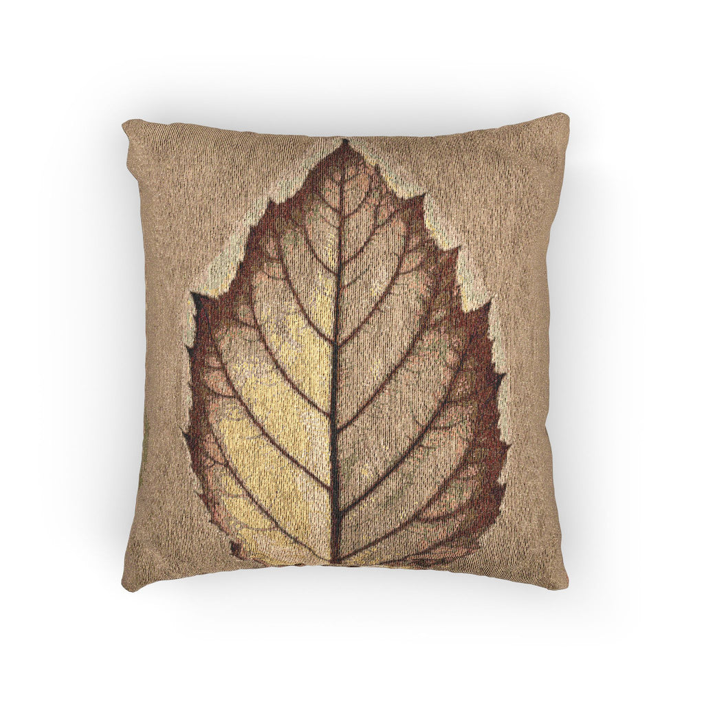 Soft Sepia Leaf Woven Pillow