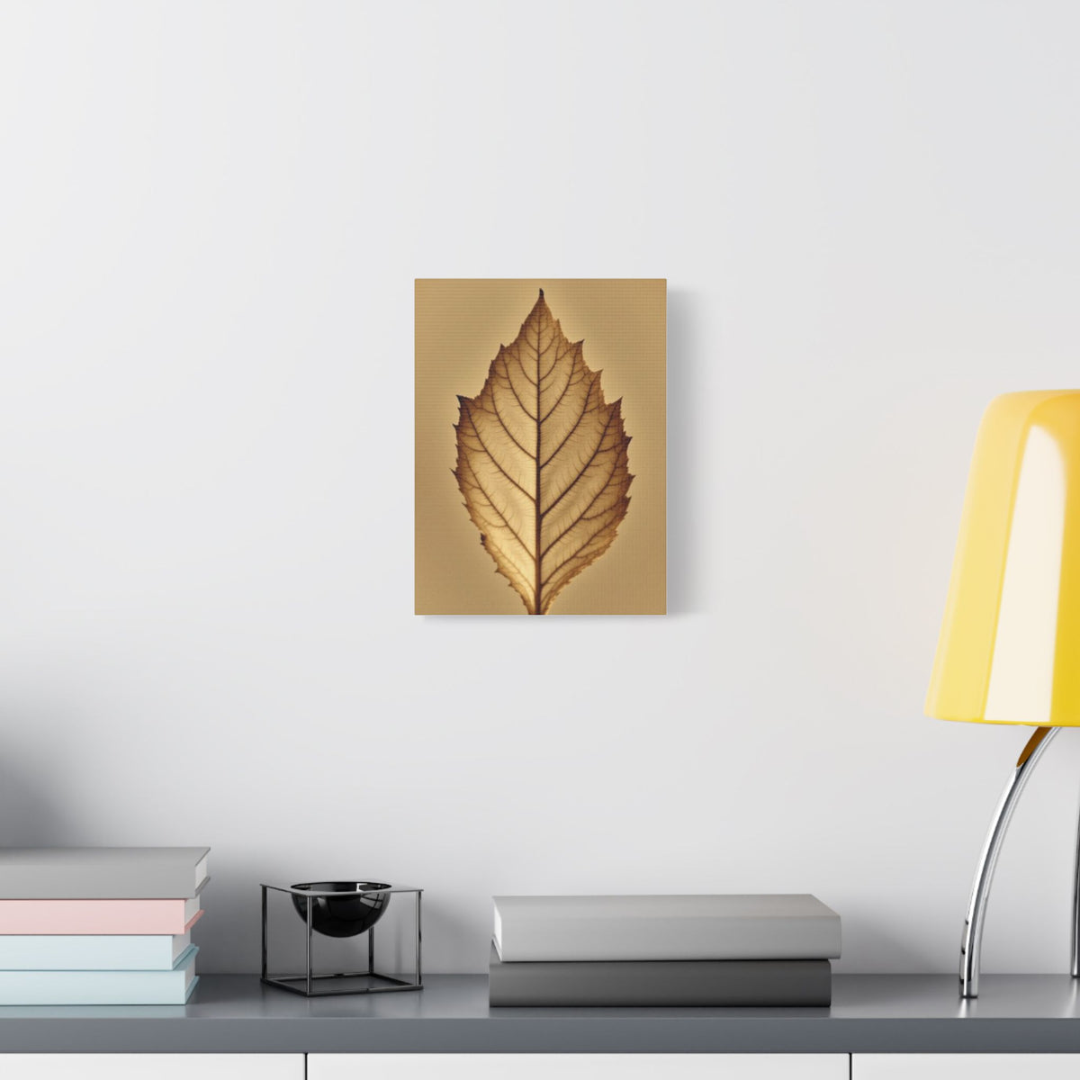 Soft Sepia Leaf Satin Canvas, Stretched