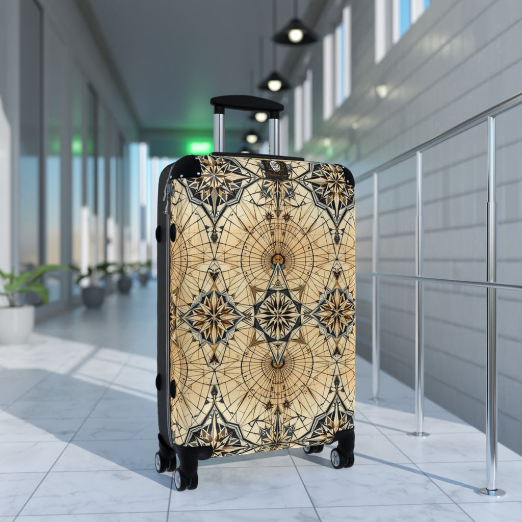 Vintage Compass Pattern Suitcase