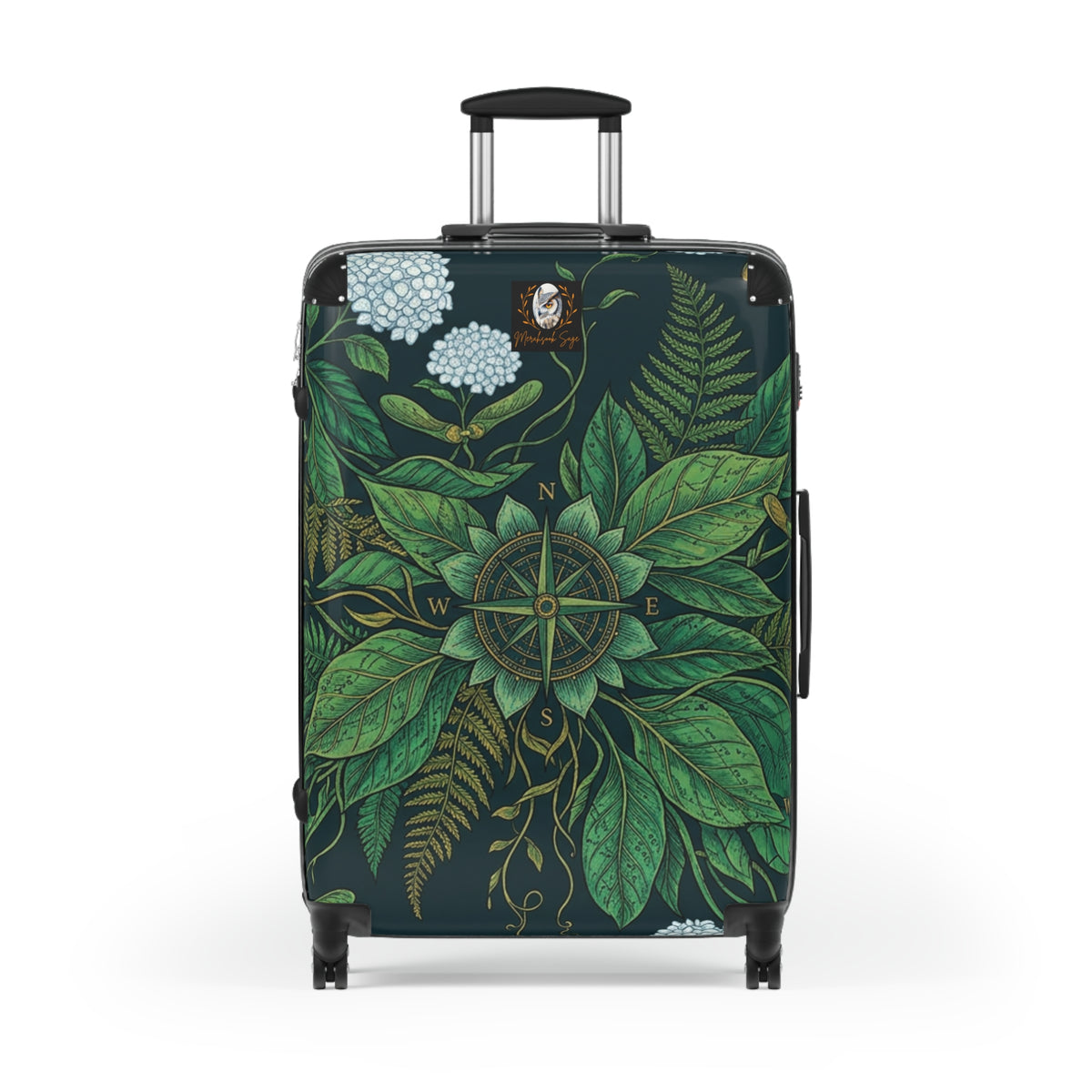 Stylized Compass Botanical Pattern Suitcase