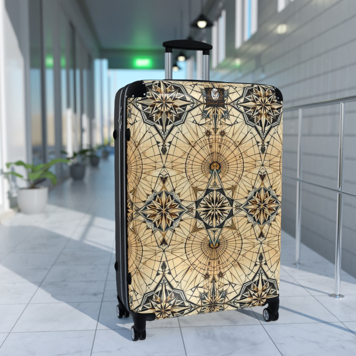 Vintage Compass Pattern Suitcase