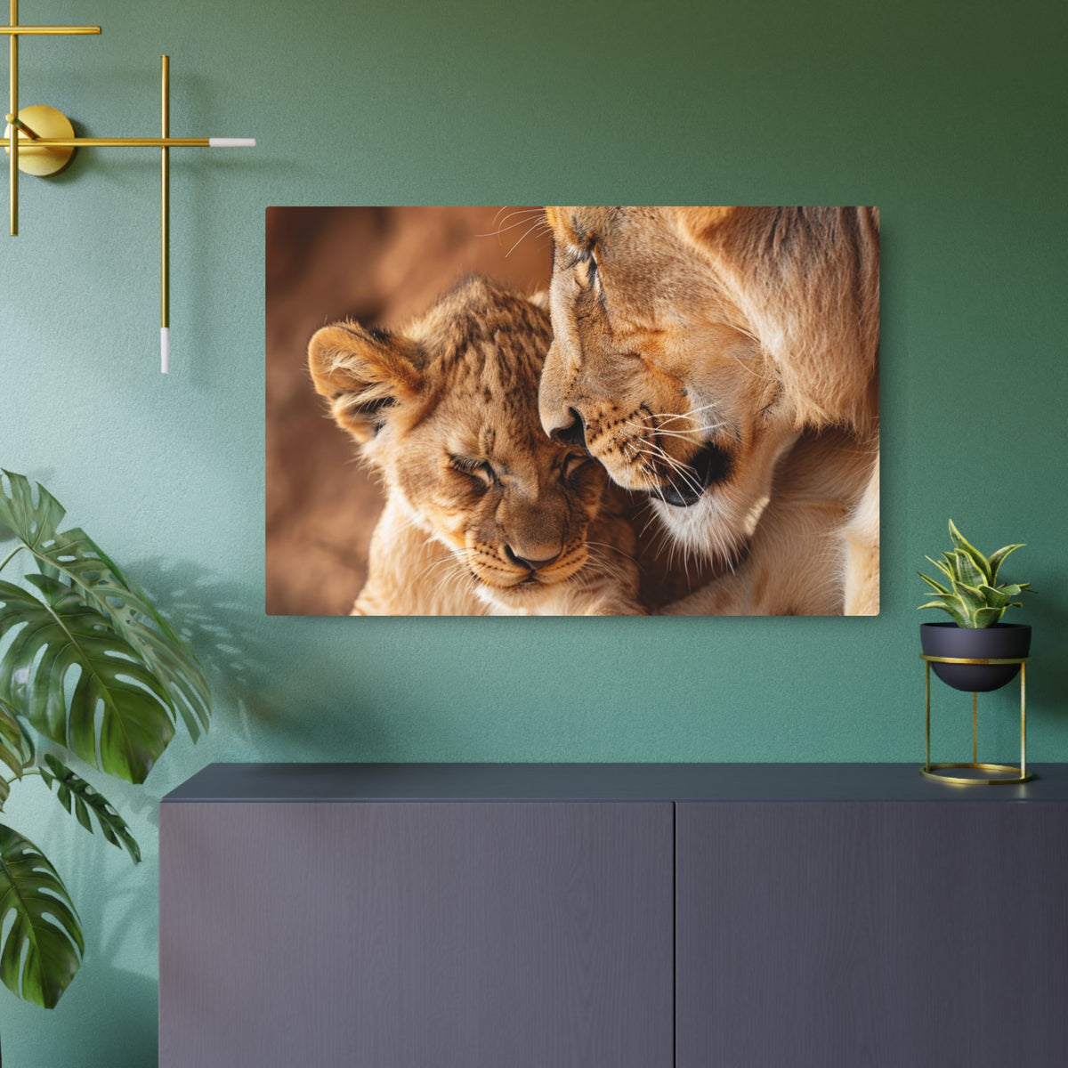 Lion Mother and Cub Portrait