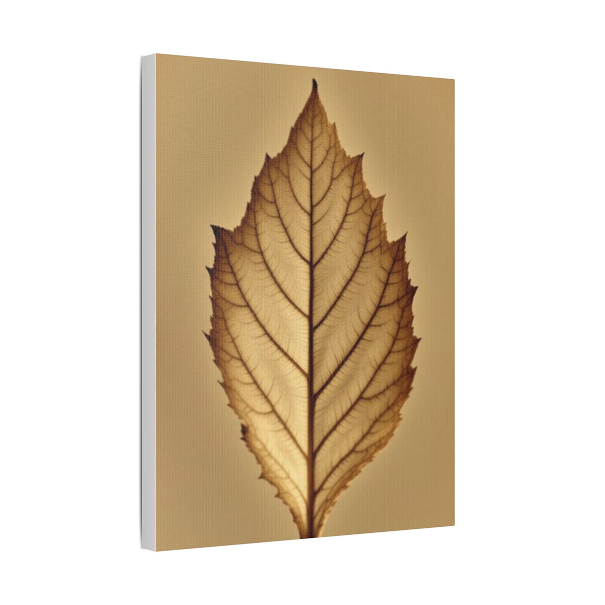 Soft Sepia Leaf Satin Canvas, Stretched
