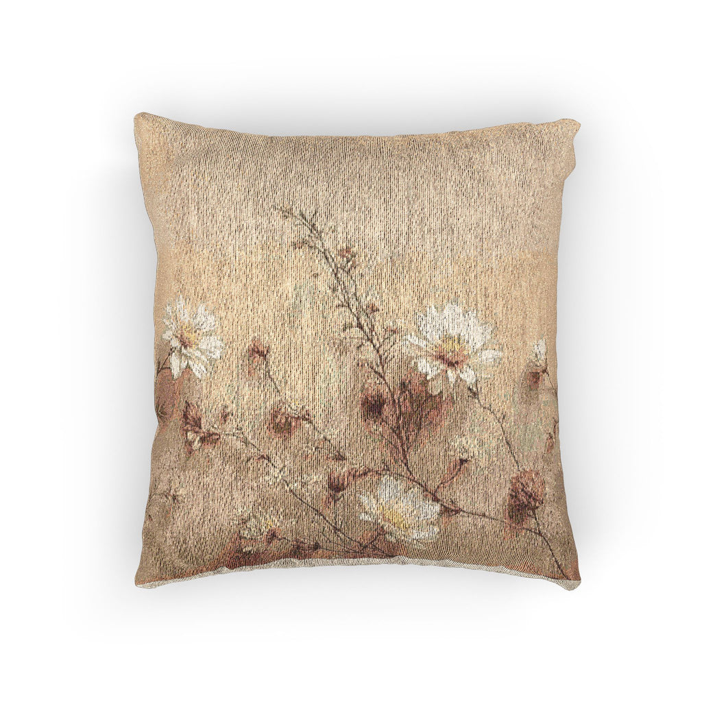 Soft Sepia Daisies Woven Pillow