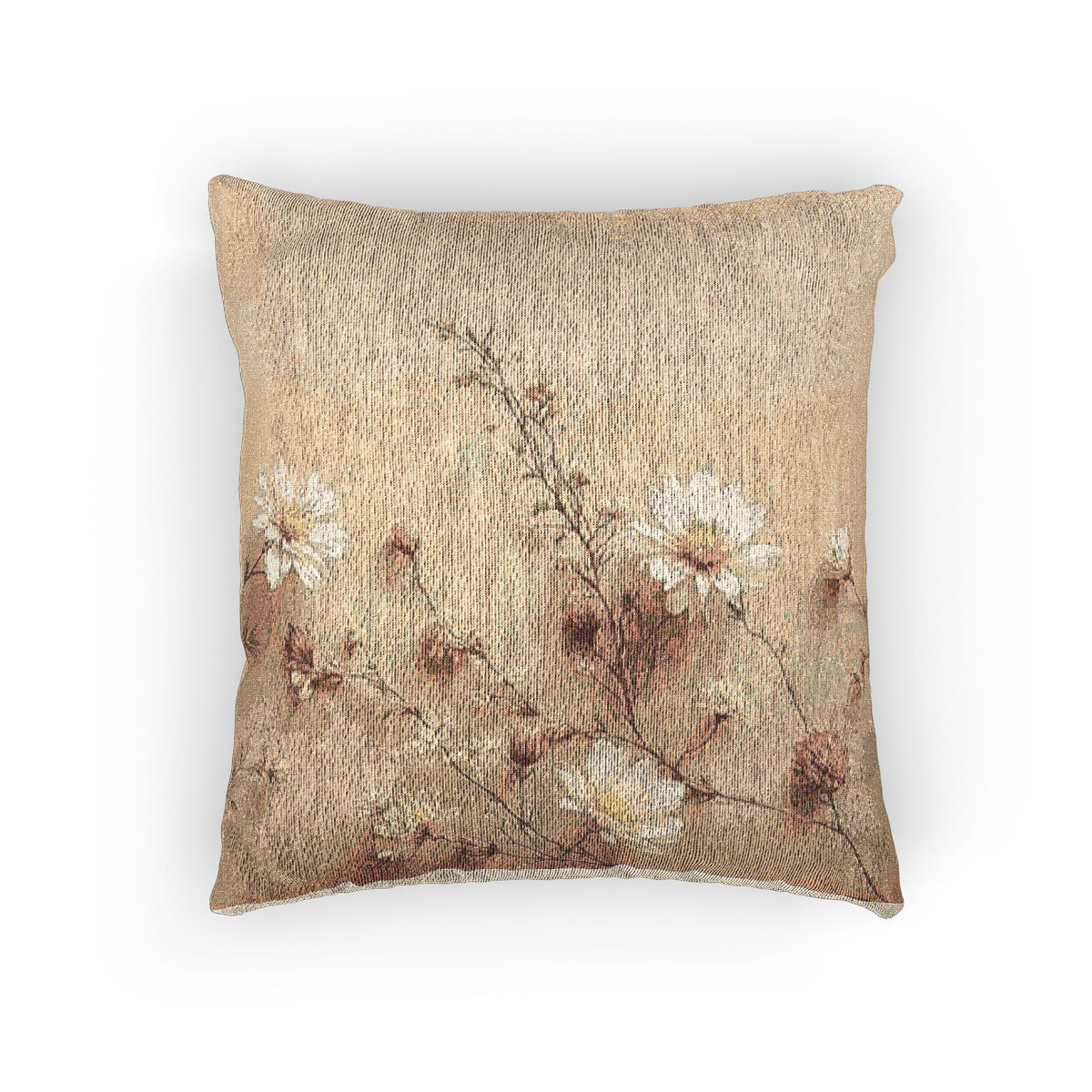 Soft Sepia Daisies Woven Pillow
