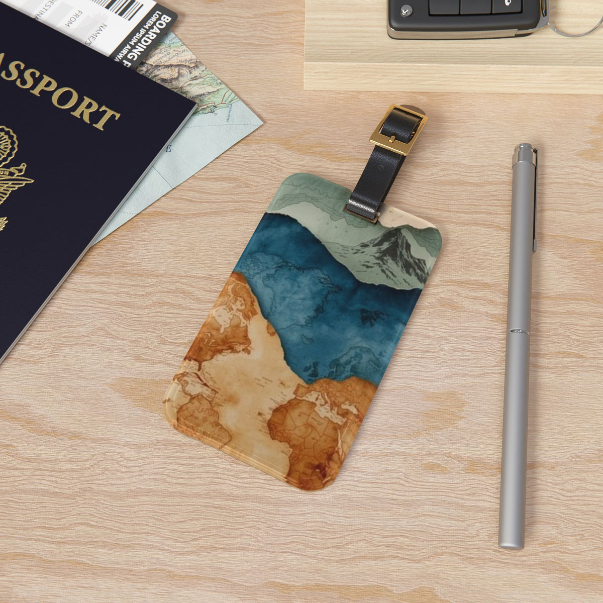 Stylized Layered Map Luggage Tag