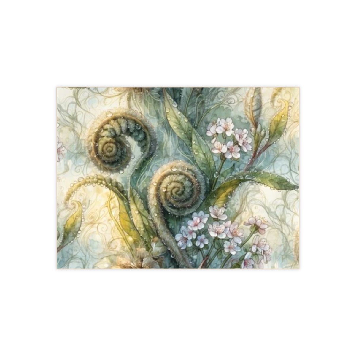 Fern and Flower Botanical Print; Design Accent Ceramic Tile