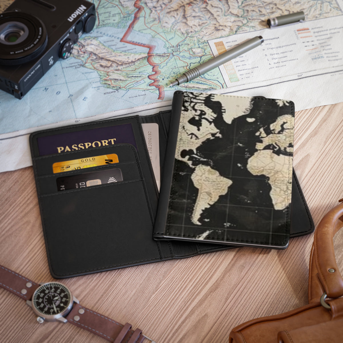 Stylized Antique Map Passport Cover