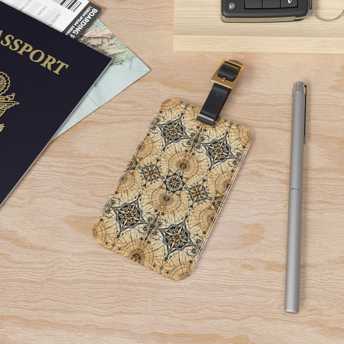 Vintage Compass Pattern Luggage Tag