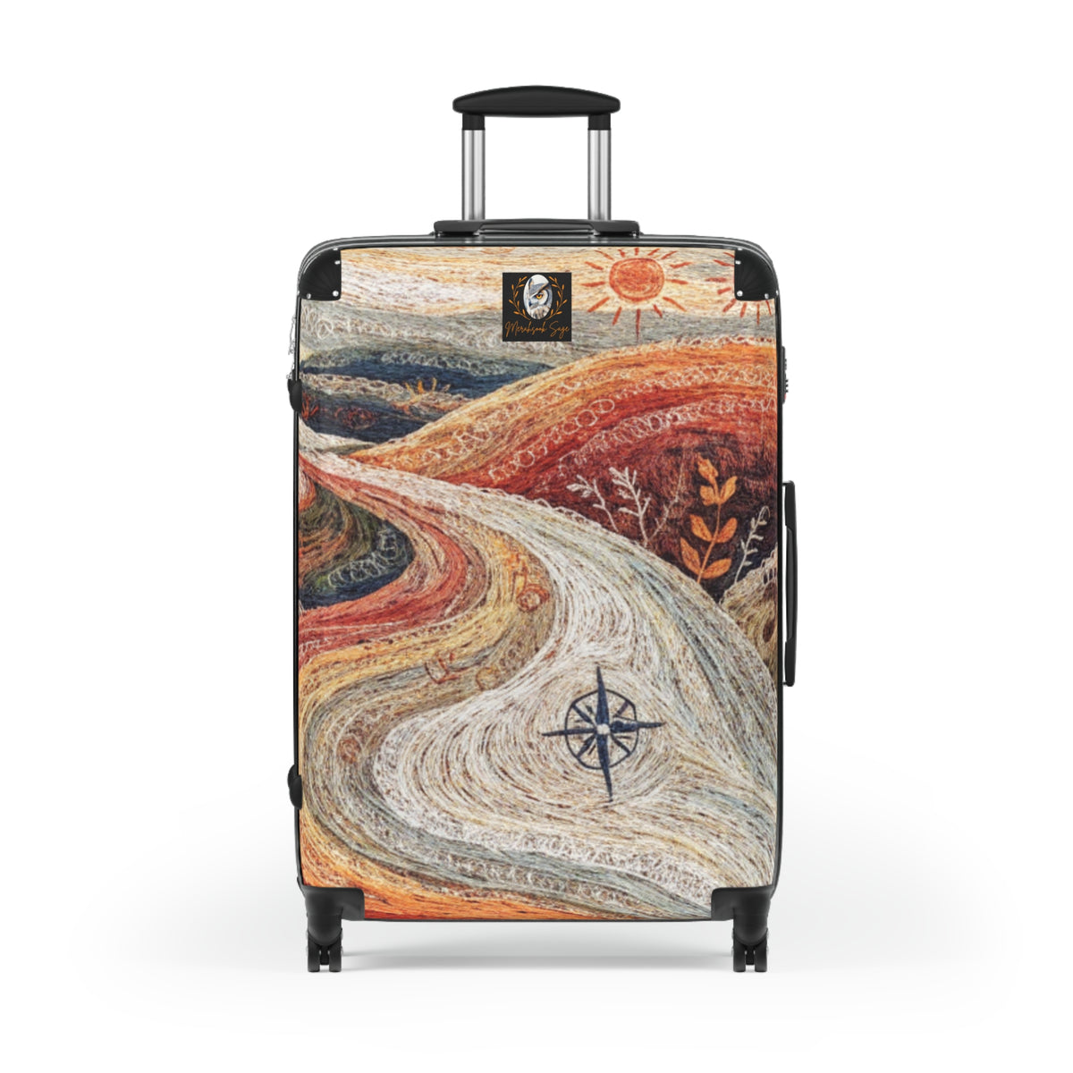 Stylized Compass Winding Path Suitcase