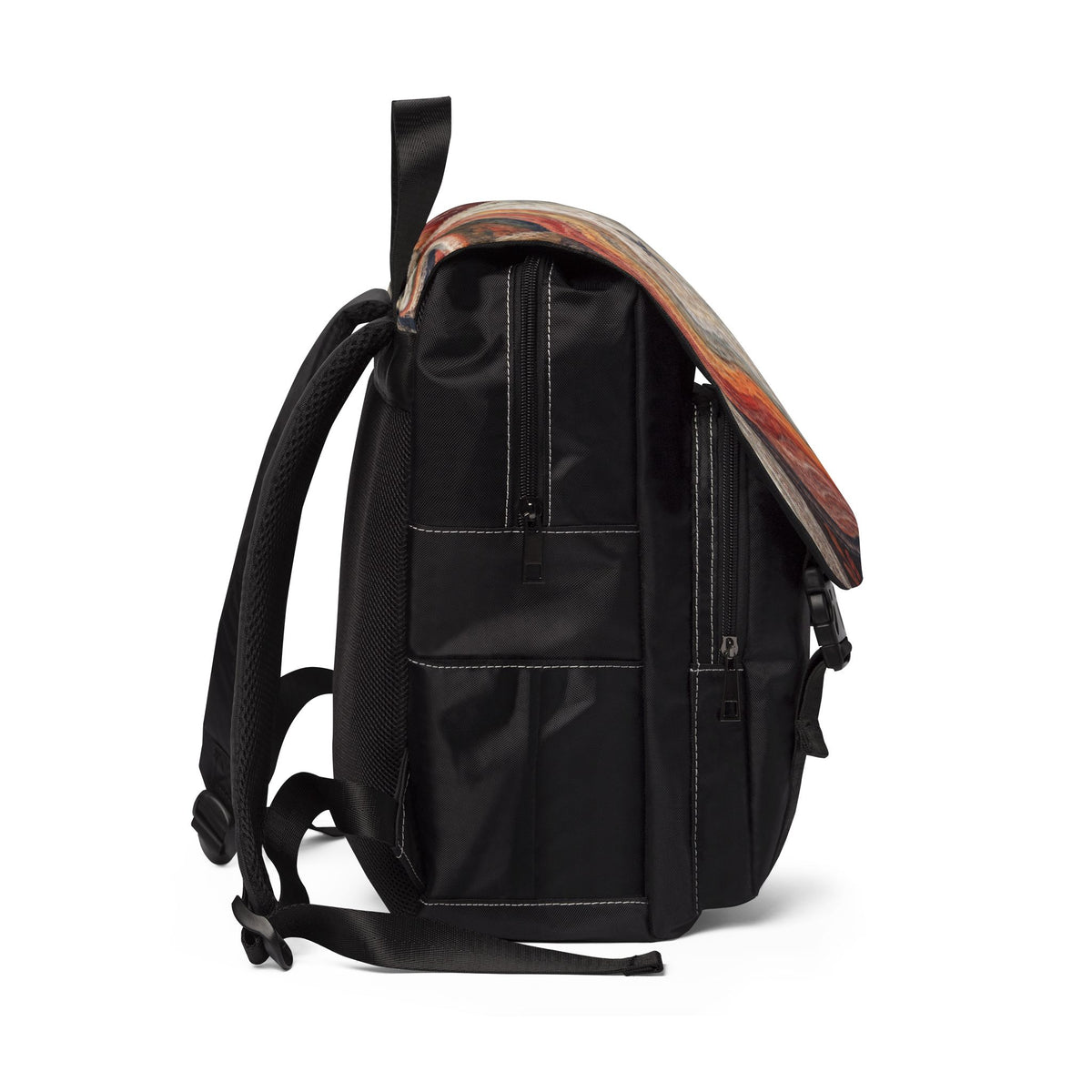 Stylized Compass Winding Path Oxford Canvas Backpack