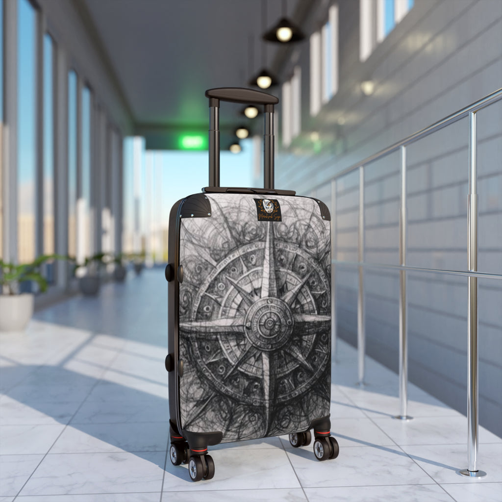 Stylized Illustrated Compass Suitcase