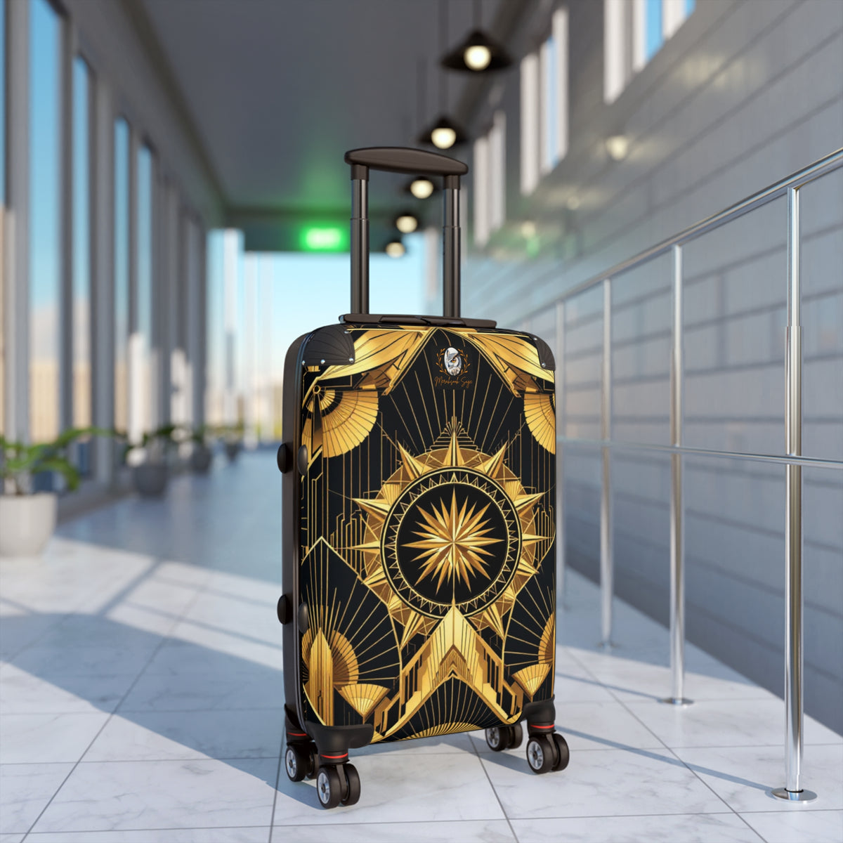Art Deco Stylized Compass Burst Suitcase