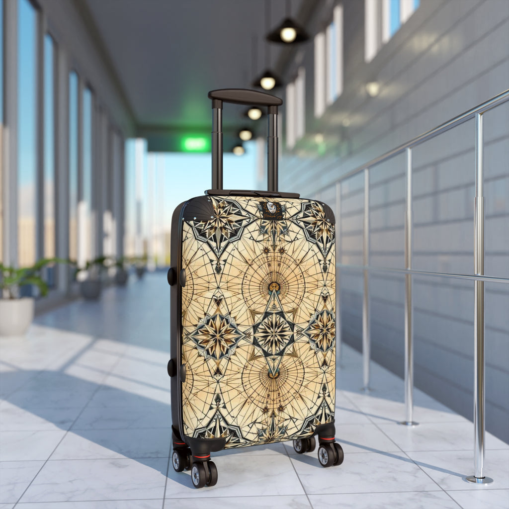Vintage Compass Pattern Suitcase