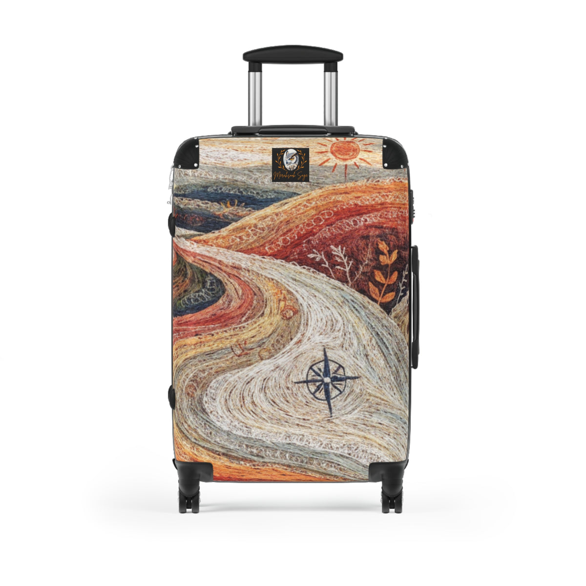 Stylized Compass Winding Path Suitcase