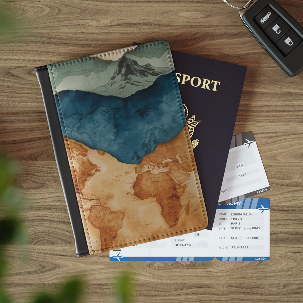 Stylized Layered Map Passport Cover