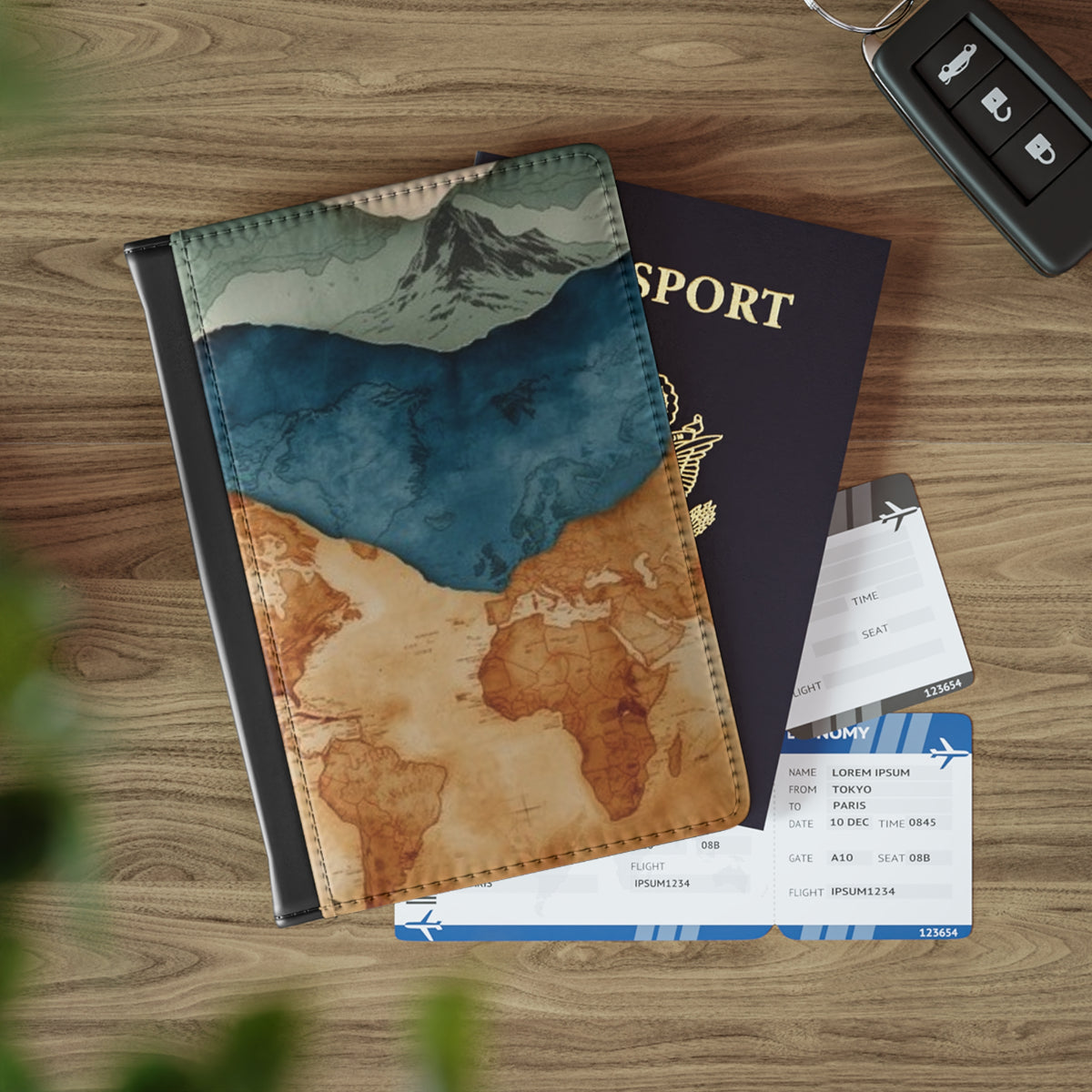 Stylized Layered Map Passport Cover