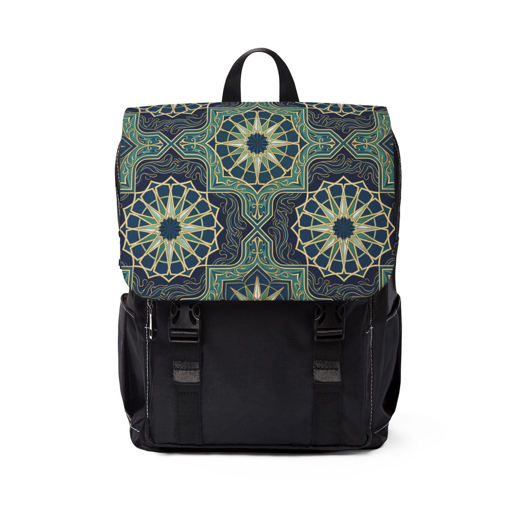 Ocean Tones Stylized Compass Oxford Canvas Backpack