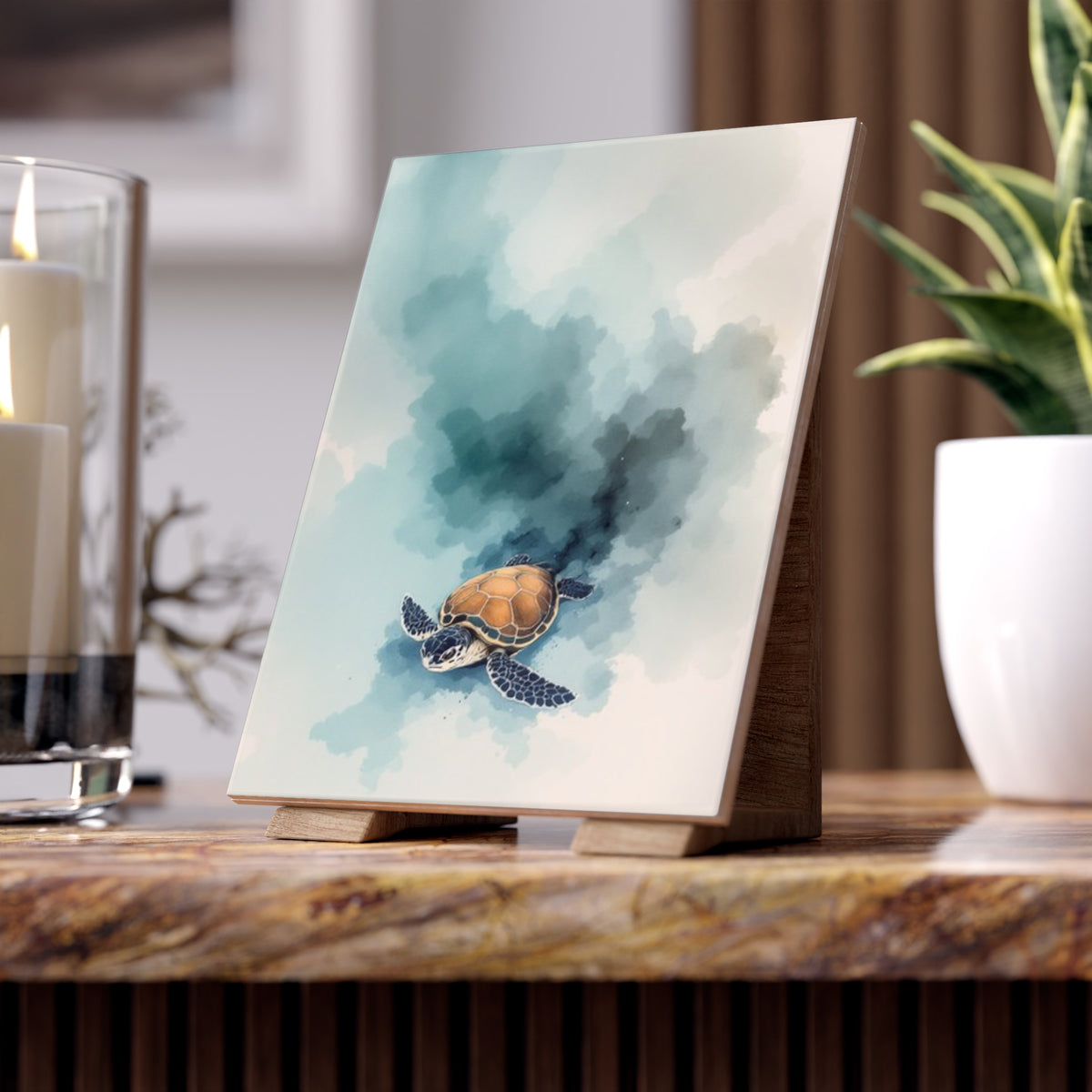 Small Sea Turtle; Design Accent Ceramic Tile