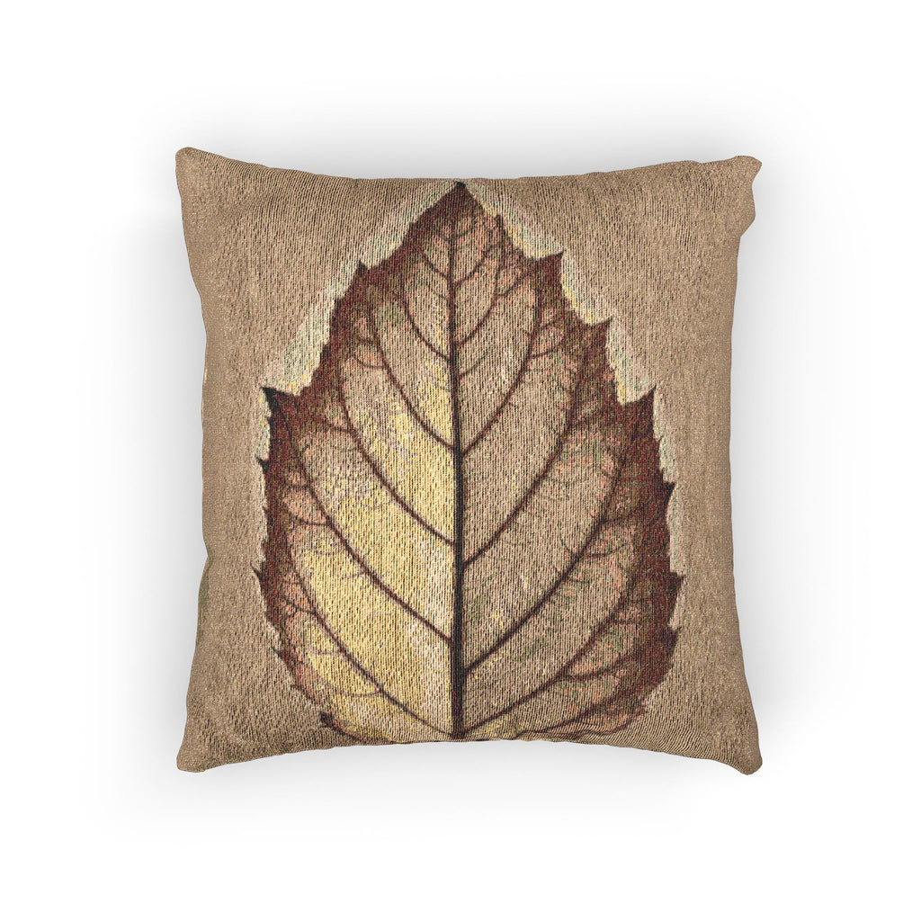 Soft Sepia Leaf Woven Pillow