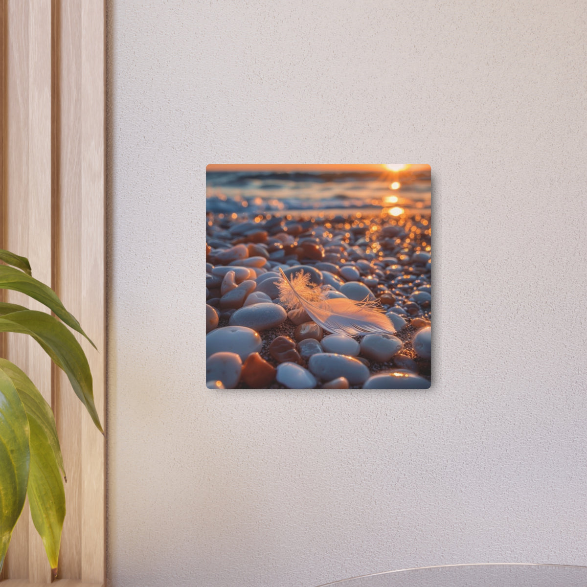 Tranquil Feather on Beach Stones