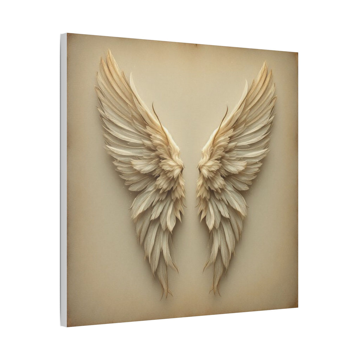 Soft Sepia Angel Wings Satin Canvas, Stretched