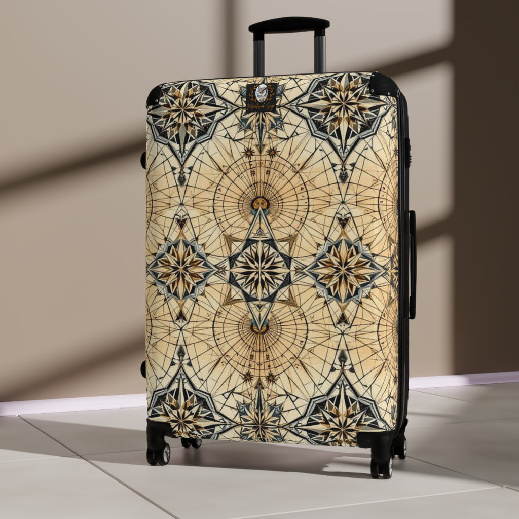 Vintage Compass Pattern Suitcase