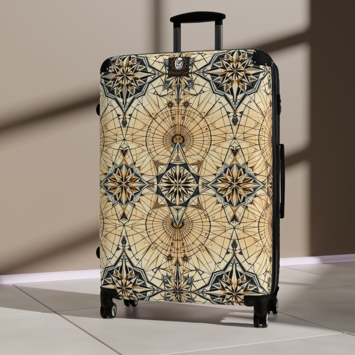 Vintage Compass Pattern Suitcase
