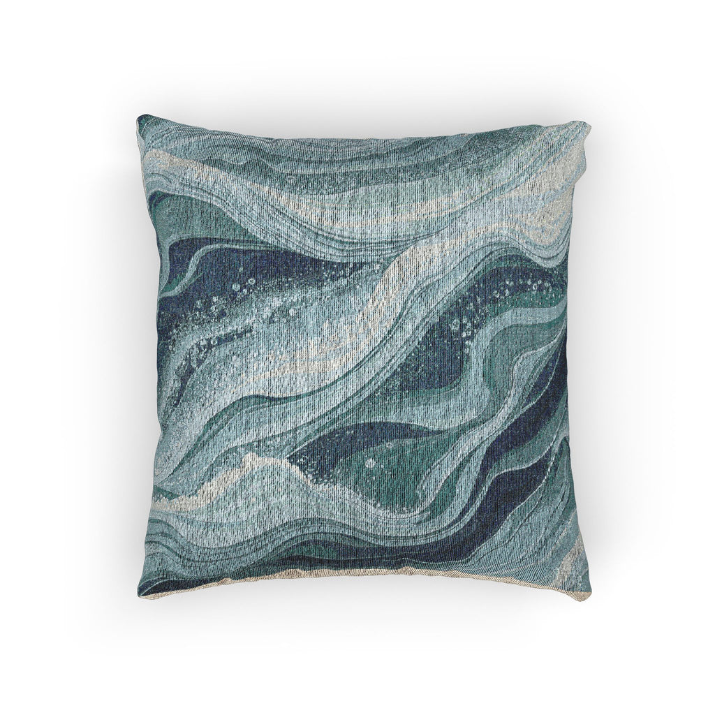 Soft Layered Blue Tones Woven Pillow