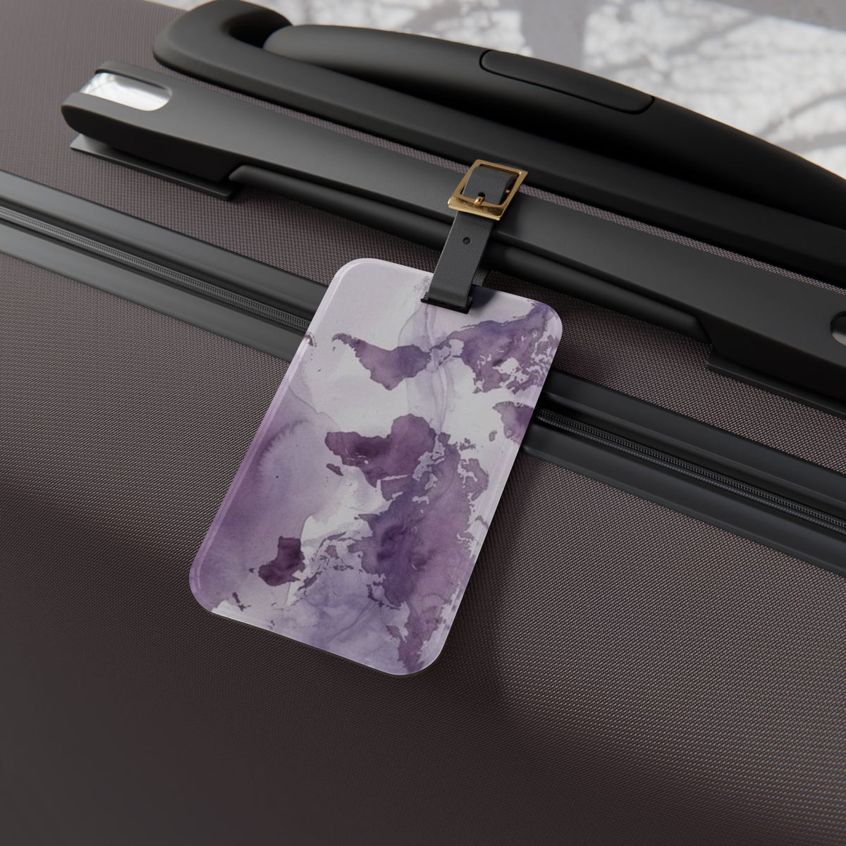 Purple Watercolor Map Luggage Tag