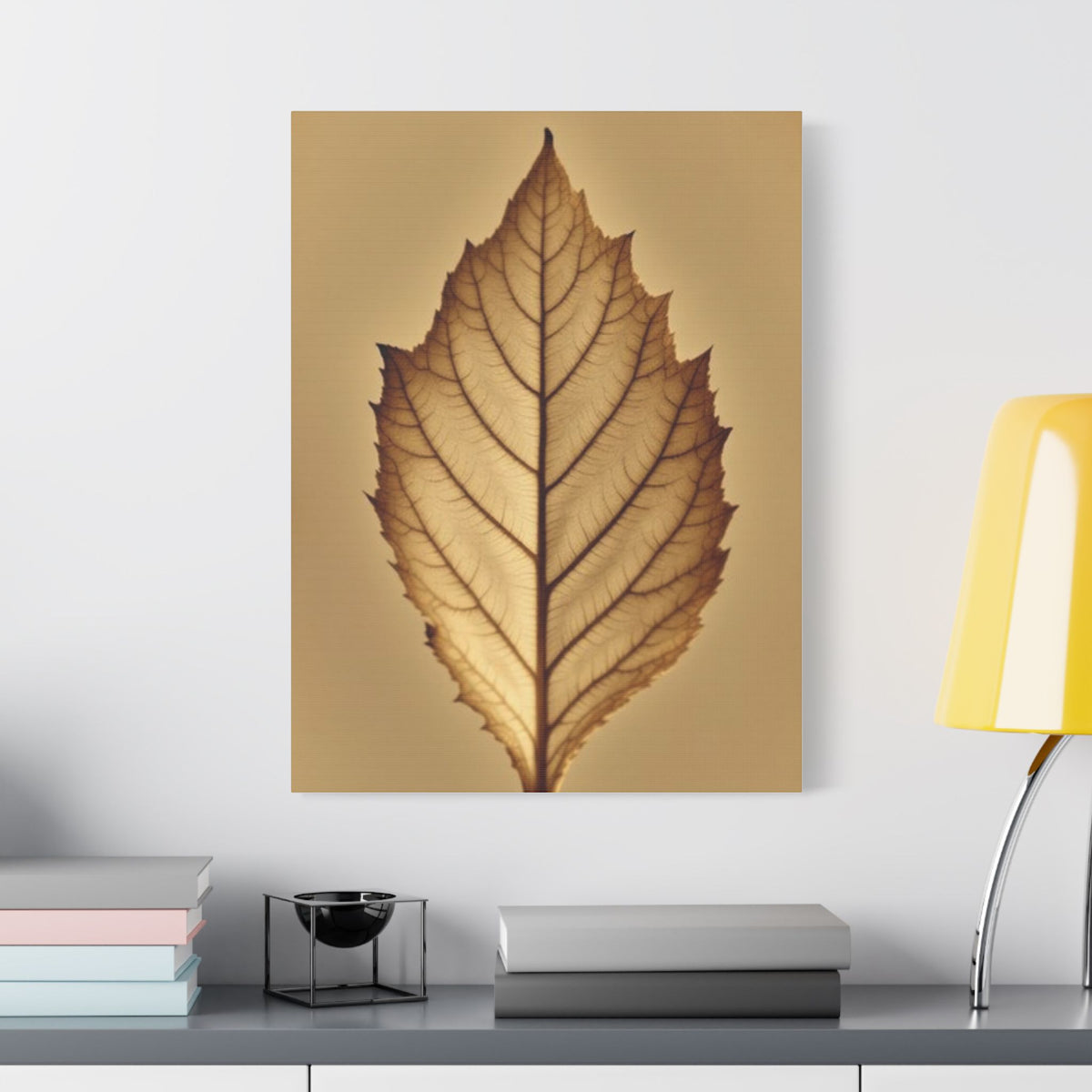 Soft Sepia Leaf Satin Canvas, Stretched