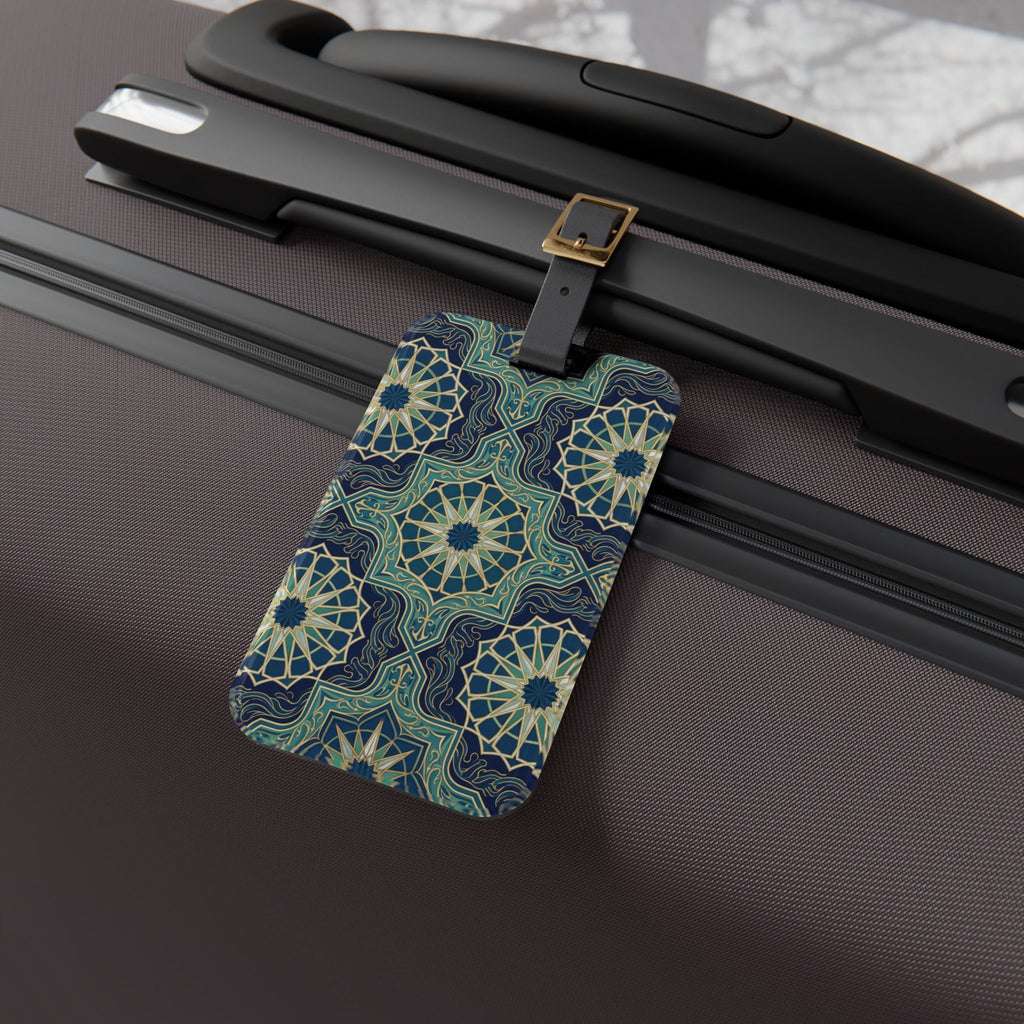 Ocean Tones Stylized Compass Luggage Tag
