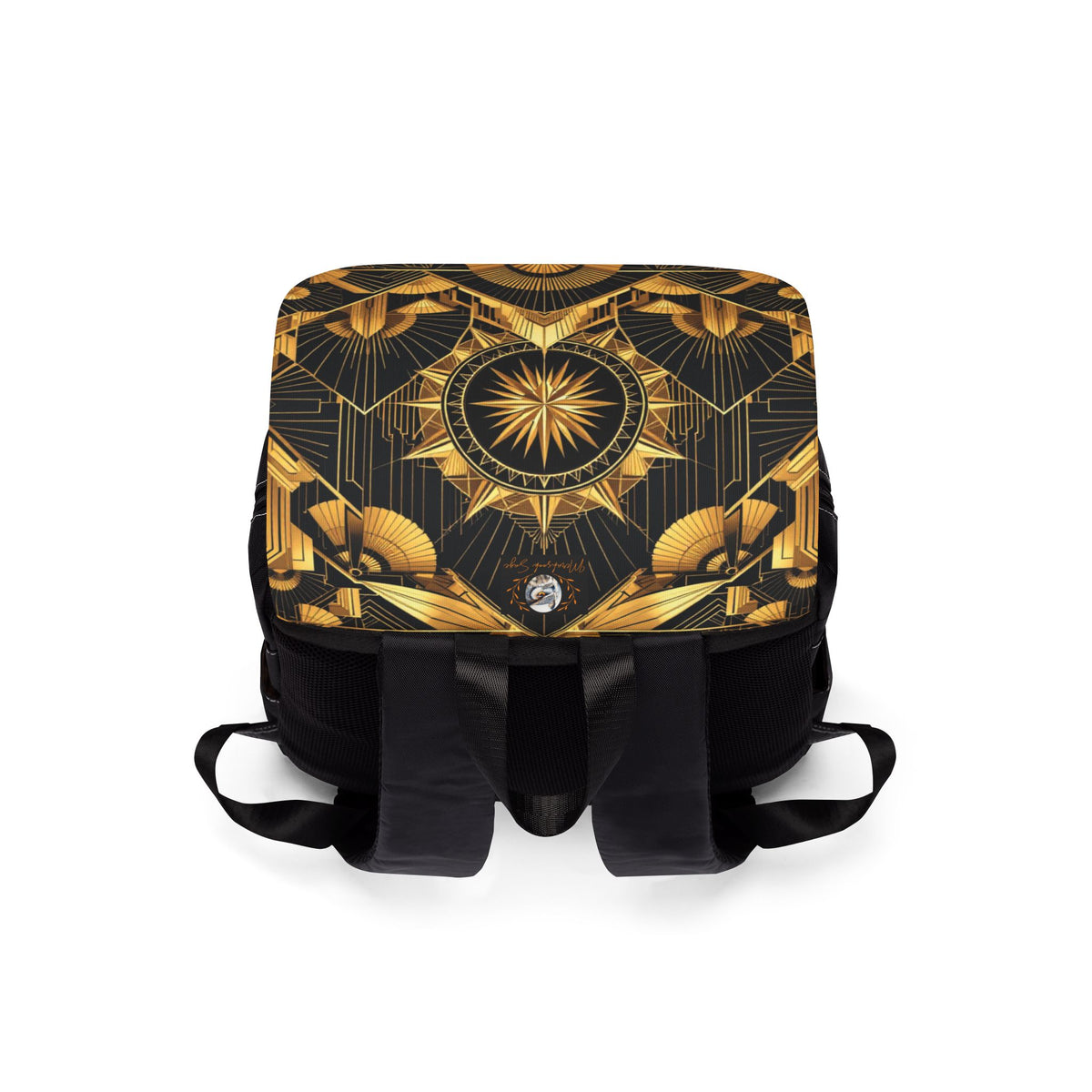 Art Deco Stylized Compass Burst Oxford Canvas Backpack