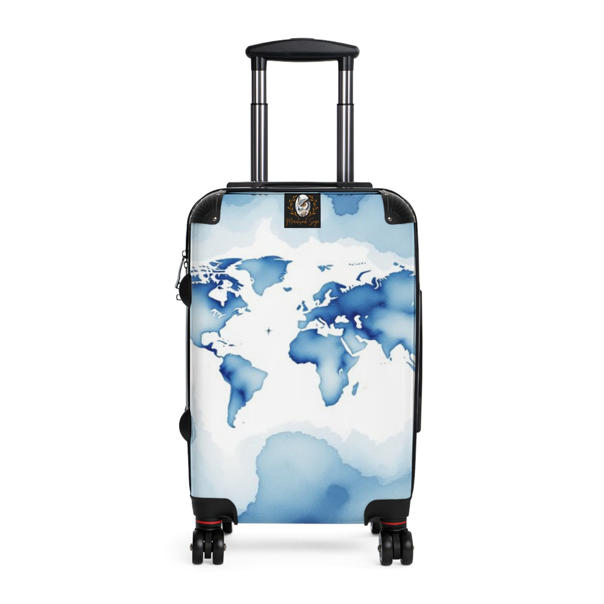 Blue Watercolor Map Suitcase