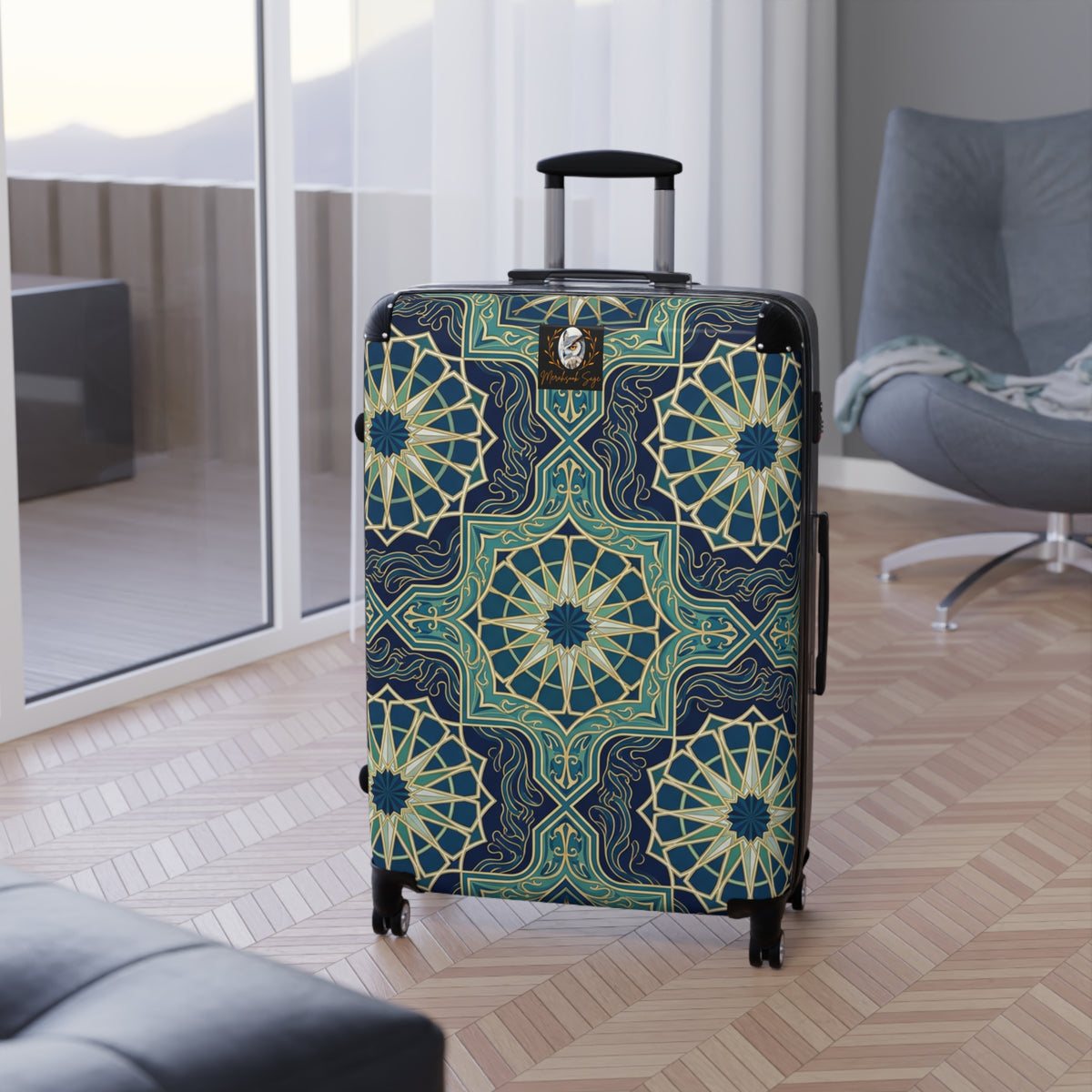 Ocean Tones Stylized Compass Suitcase