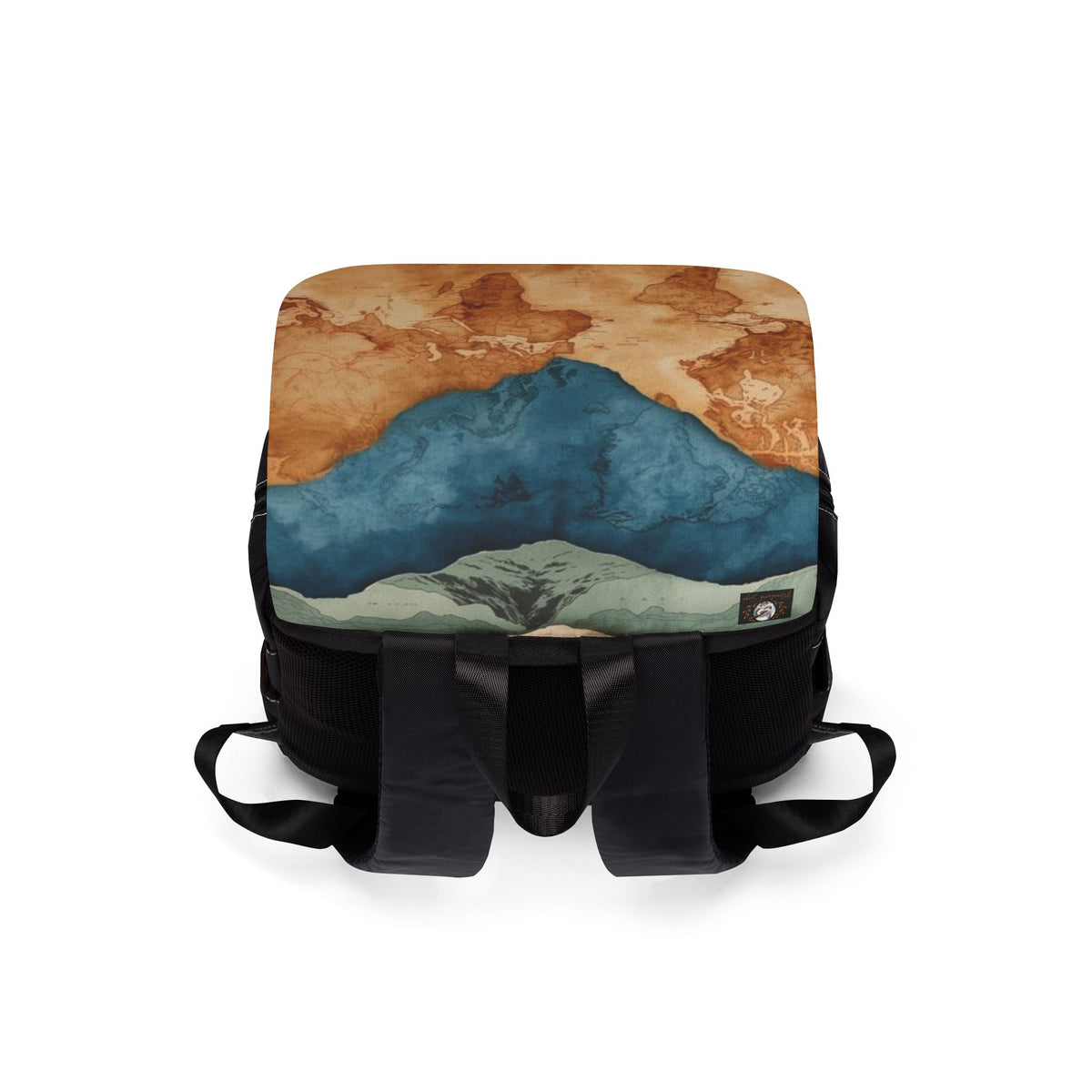 Stylized Layered Map Oxford Canvas Backpack