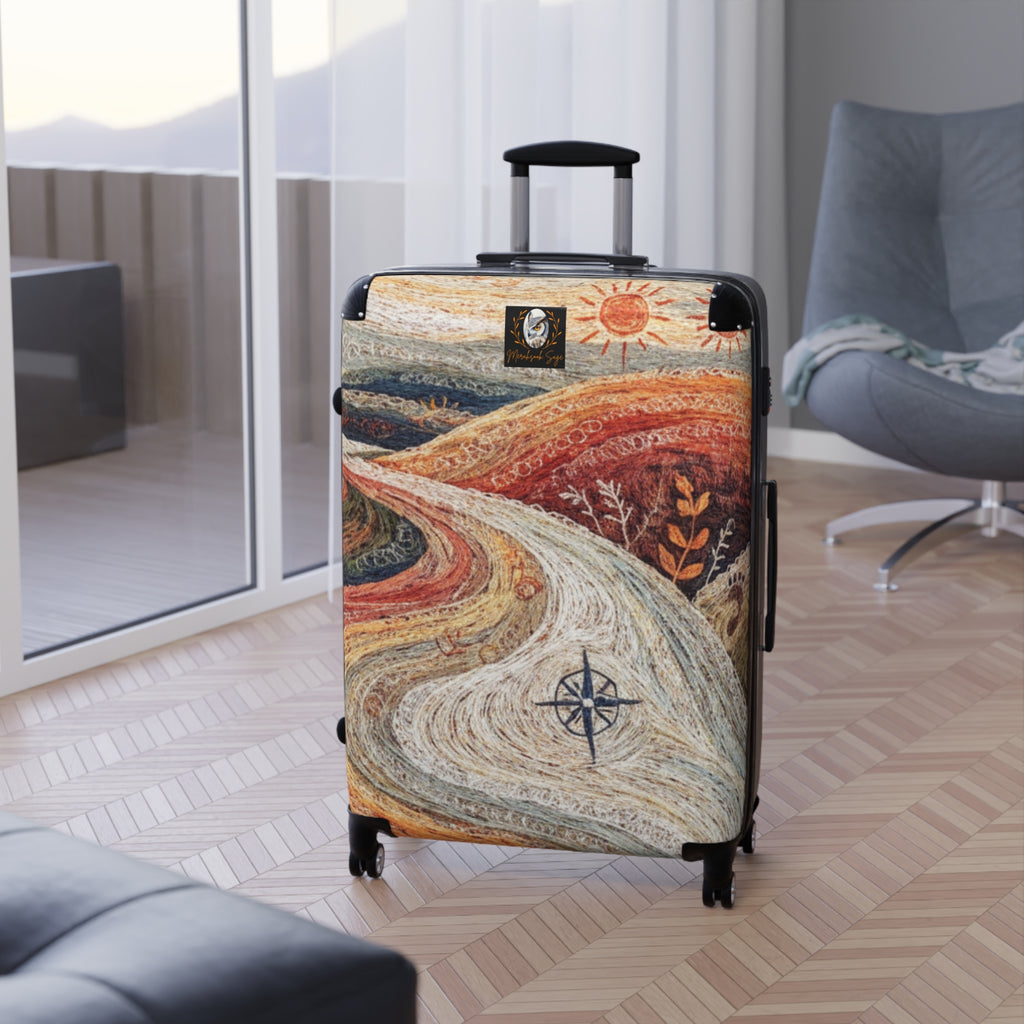 Stylized Compass Winding Path Suitcase
