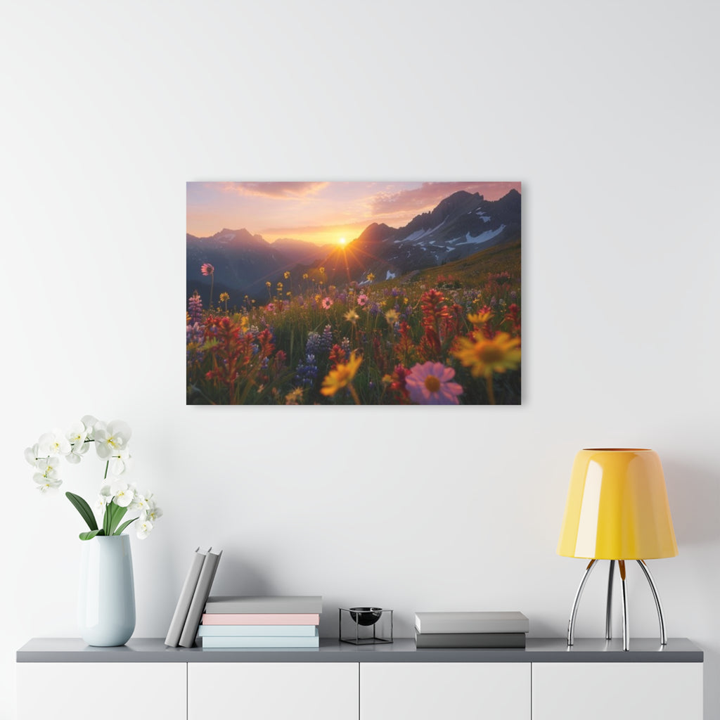Mountain Meadow Wildflowers at Sunset Acrylic Prints (French Cleat Hanging)