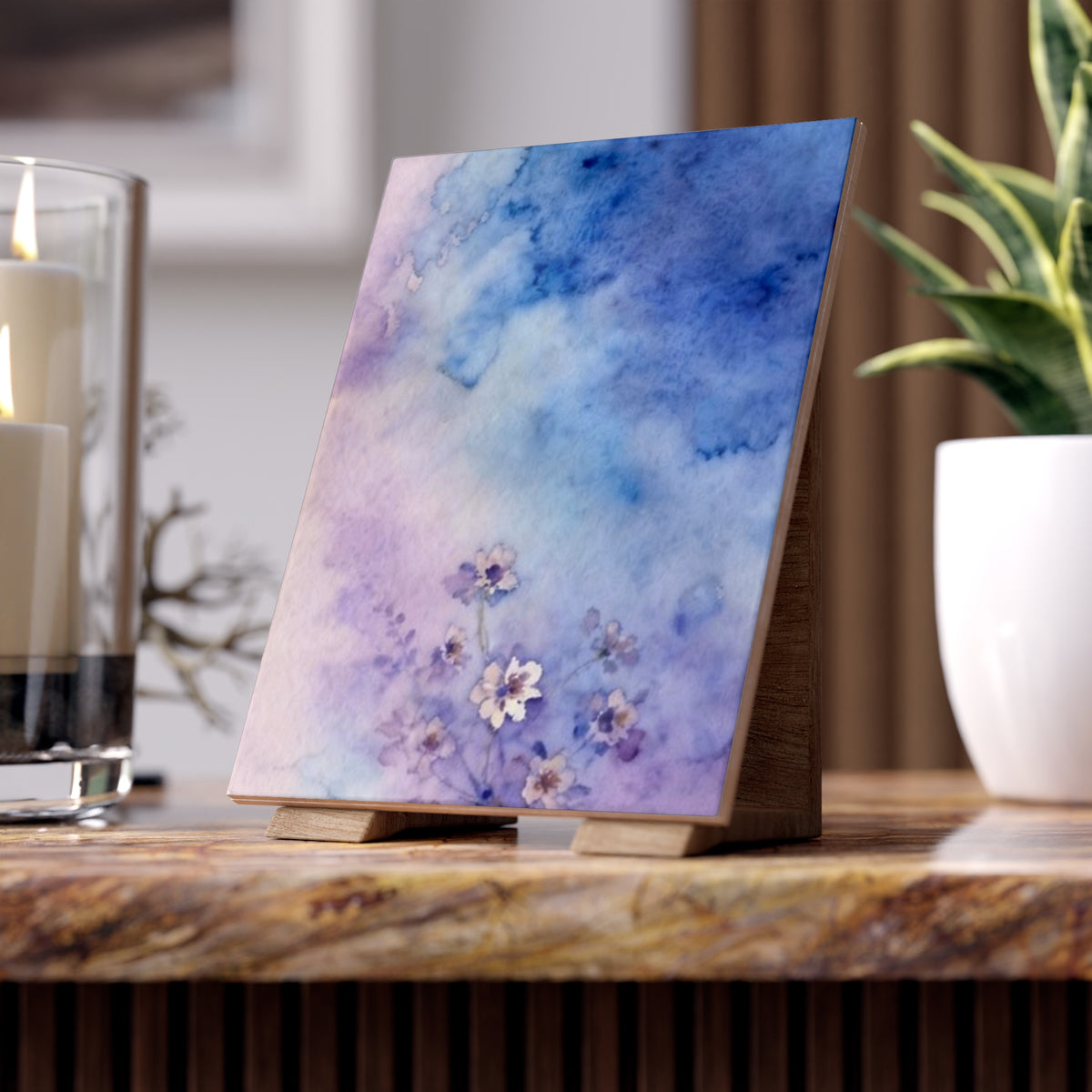 Soft Pastel Watercolor Floral: Design Accent Ceramic Tile