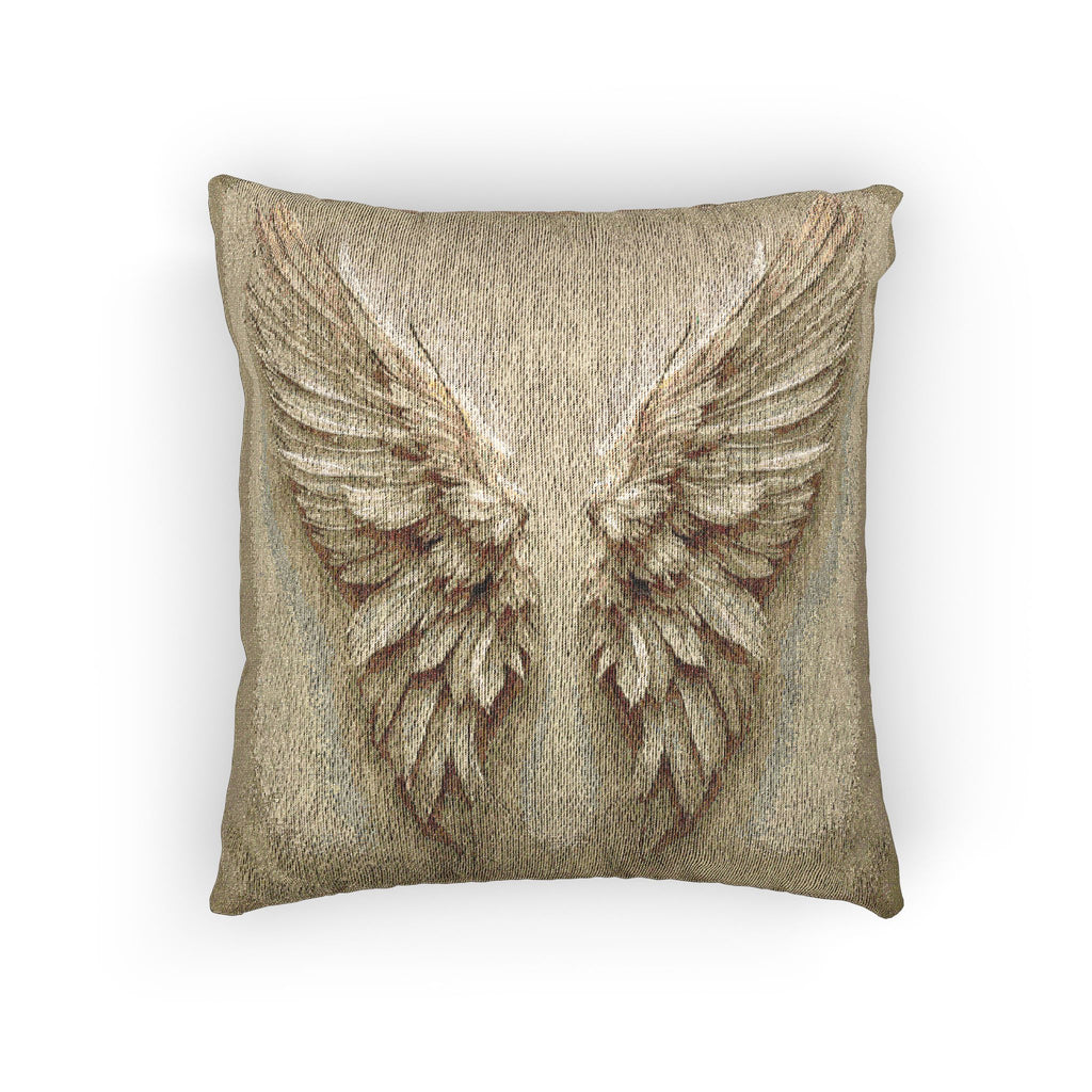 Soft Sepia Angel Wings Woven Pillow