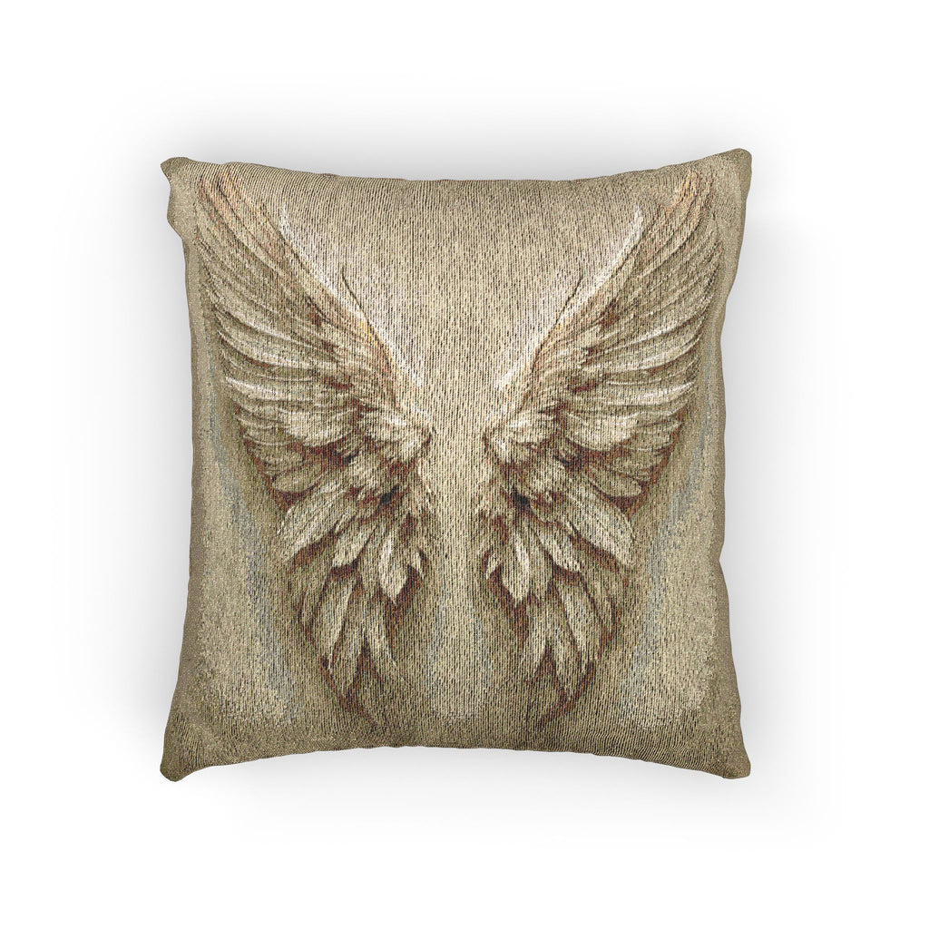 Soft Sepia Angel Wings Woven Pillow