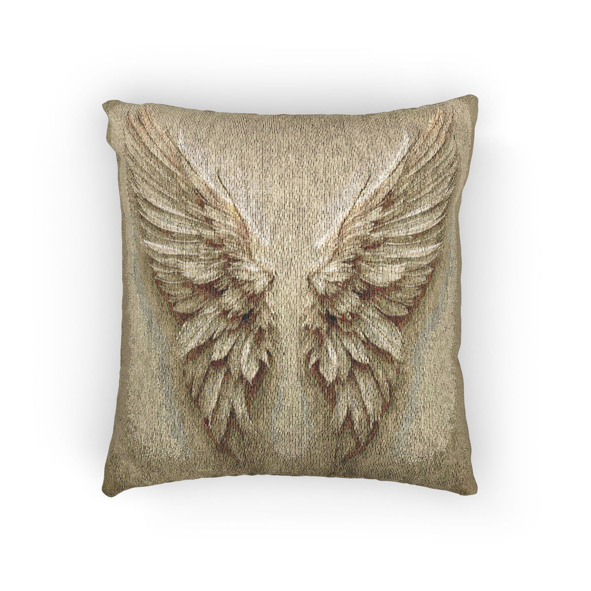 Soft Sepia Angel Wings Woven Pillow
