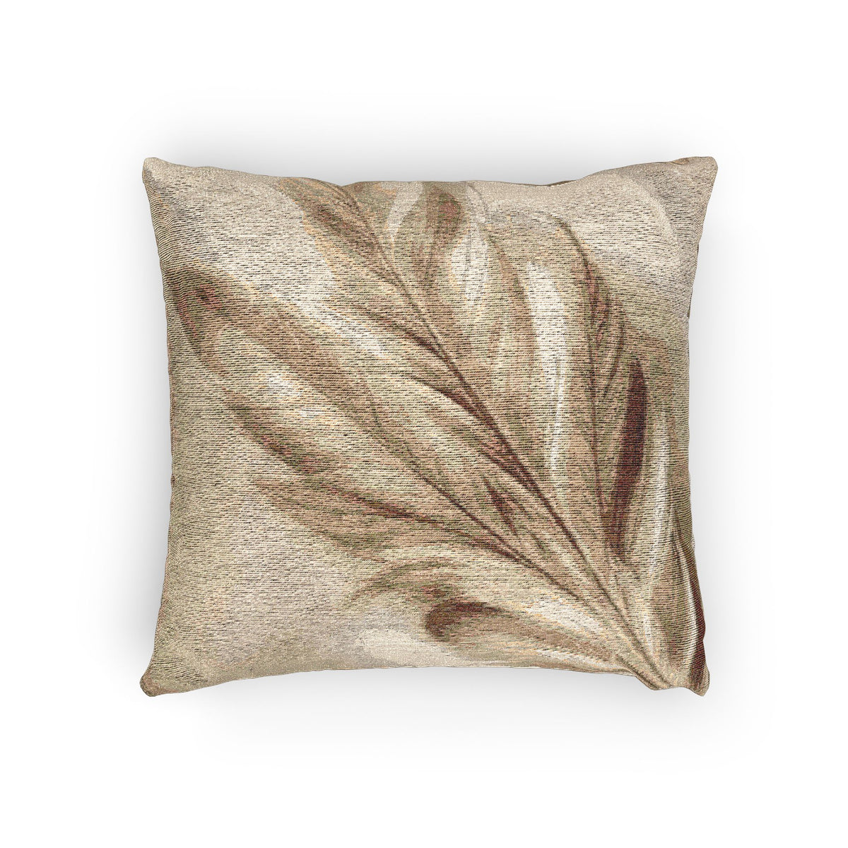 Soft Sepia Large Feather Woven Pillow