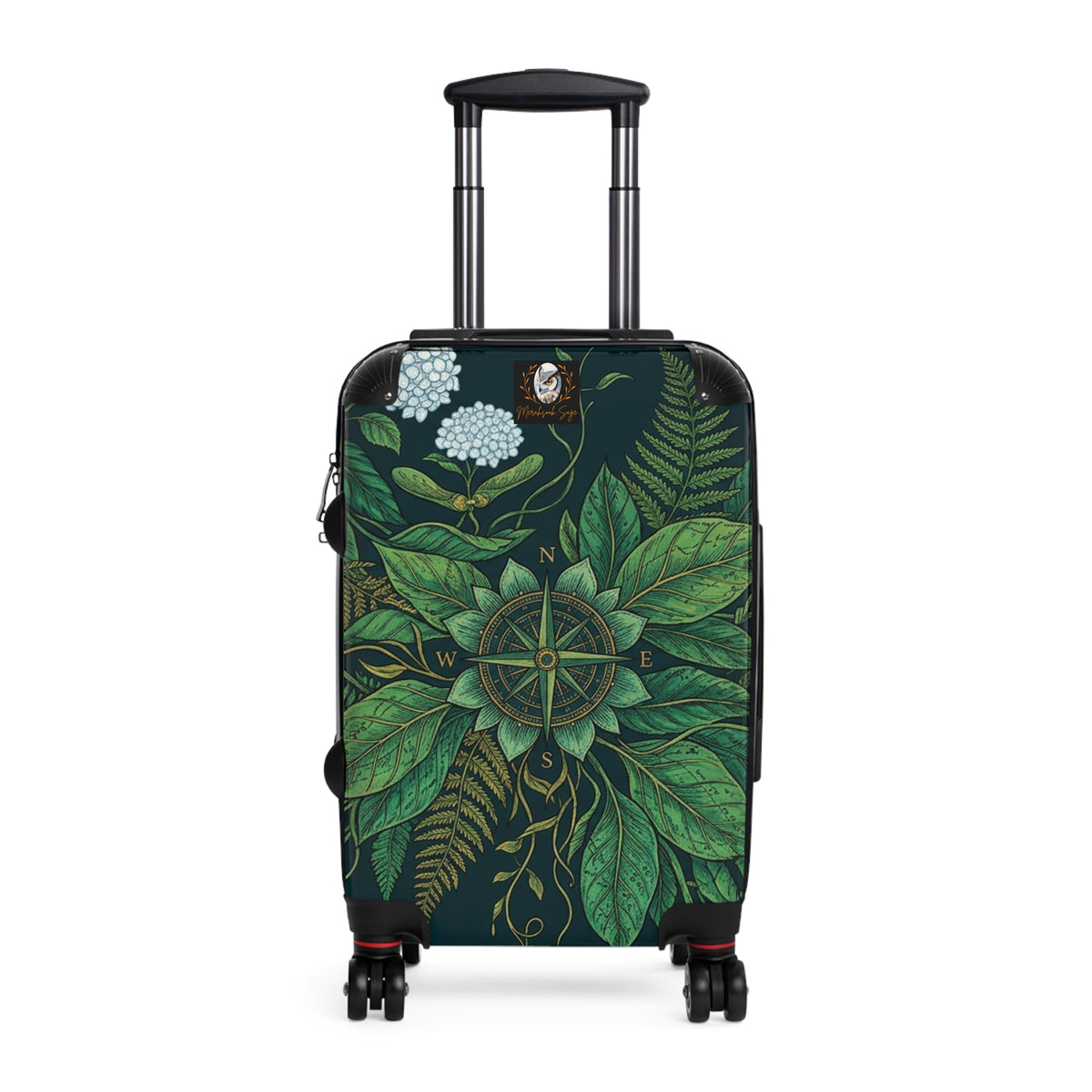 Stylized Compass Botanical Pattern Suitcase