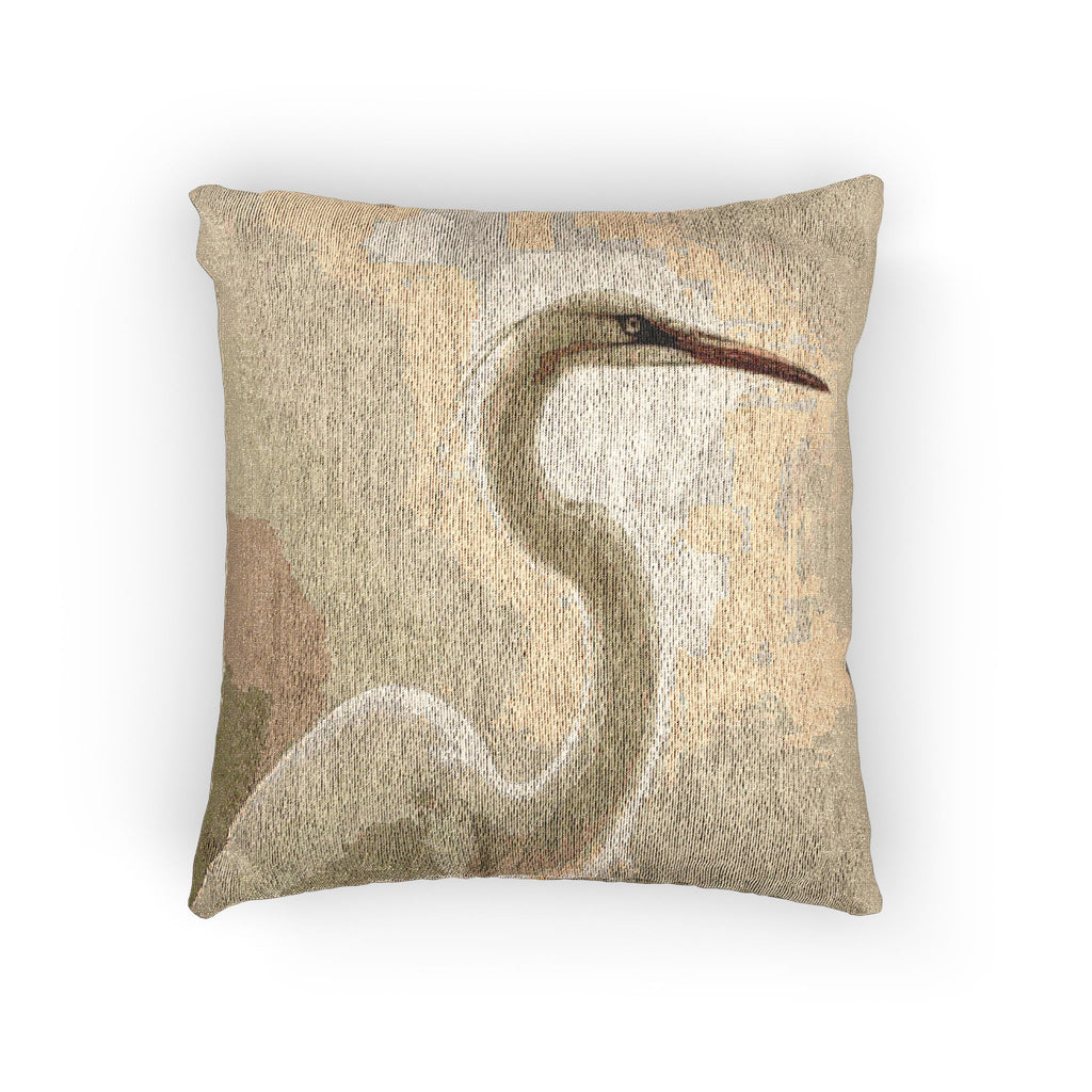 Soft Sepia Great White Heron Woven Pillow