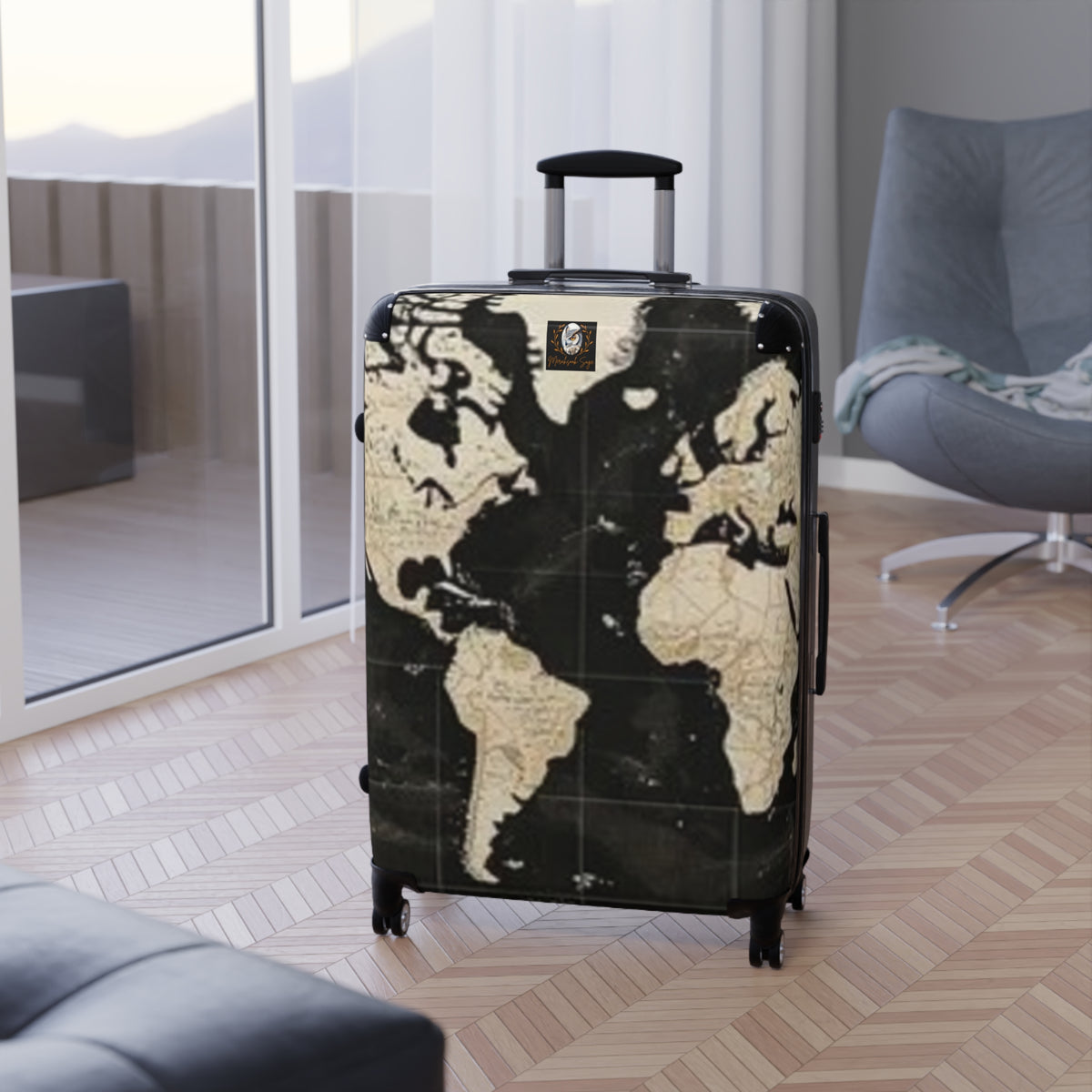 Stylized Antique Map Suitcase